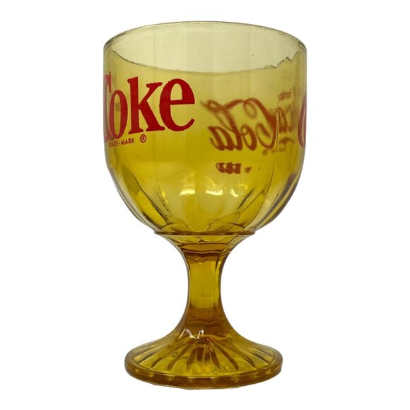 Vtg Coca Cola COKE Goblet Amber Heavy Stemmed Schooner Drinking Glass Drinkware - Picture 11 of 13